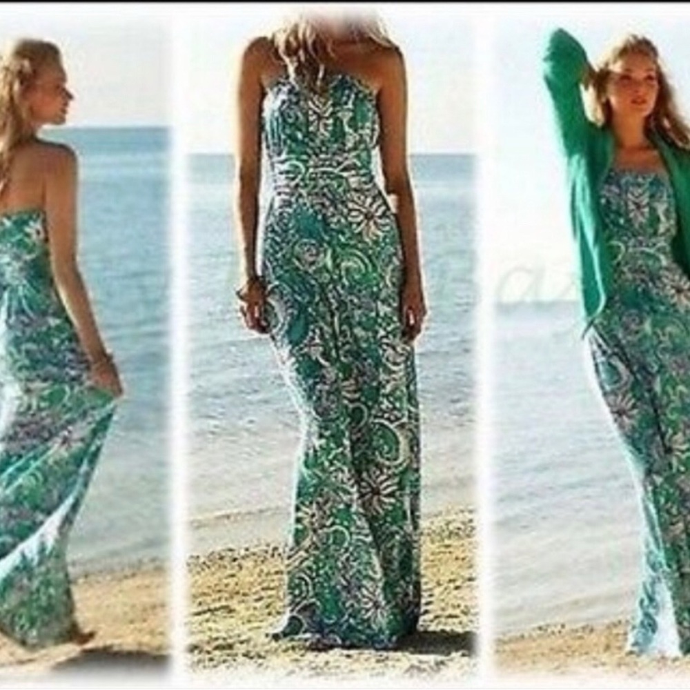Lilly Pulitzer Montak Maxi seafoam green strapless jersey maxi dress XXS